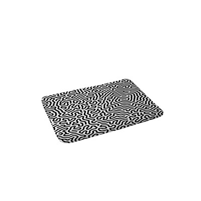 Adam Priester Pattern Memory Foam Bath Rug Black/White - Deny Designs: Coral Branch Design, Microfiber, Machine Washable