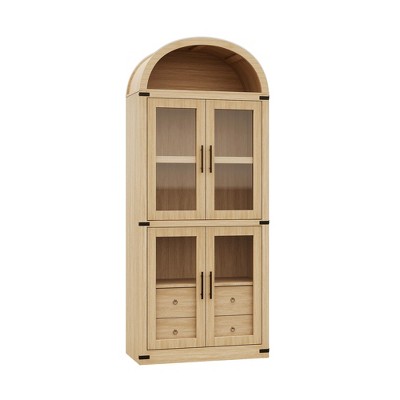Arched Pantry Cabinet with Doors and 2 Drawers 71.4in Tall Wood Storage Cabinet for Kitchen Dining Room Bathroom