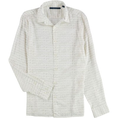 Perry Ellis Mens Writing Print Button Up Shirt