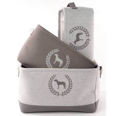Precious Tails Linen Storage Bins - 3pk - Dog Crest