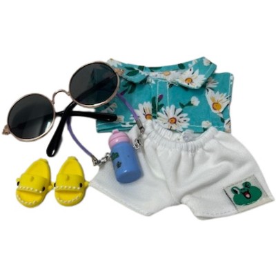 Doll Clothes Superstore 6-Piece Summer Beachwear Set for 17.5 cm Labubu Dolls – Ready for Fun in the Sun