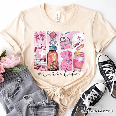 Nurse Life T-Shirt, White and Natural Medical Essentials Tee for Coquette Nurses| OrnamentallyYou