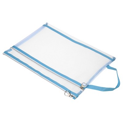 Unique Bargains Nylon A4 Mesh Zippered Clear Files Bag for Office Business with Handle