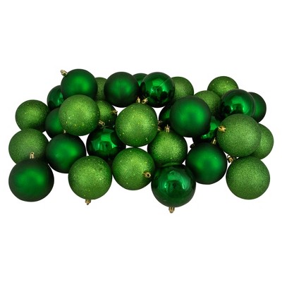 Northlight 32ct Shatterproof 4-Finish Christmas Ball Tree Ornament Set 3.25" - Green