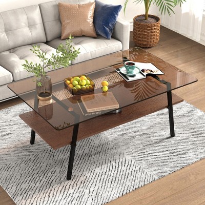 Glass Coffee Table Modern Cocktail Table Center Table Accent Table-ModernLuxe