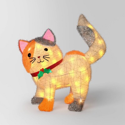 Incandescent Tinsel Calico Cat Christmas Novelty Sculpture Light with Clear Color Light Bulb - Wondershop™