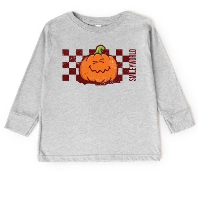 The Juniper Shop SmileyWorld Pumpkin Face Checkered Toddler Long Sleeve Tee