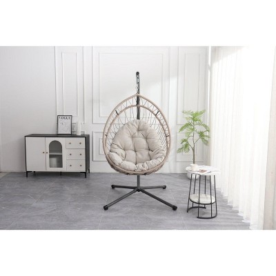 CAVINAS Egg Hanging Swing Chair with Stand,High Quality Foldable Patio Swing,Hammock Swing Chair for Living Room&Balcony,350LBS Capacity