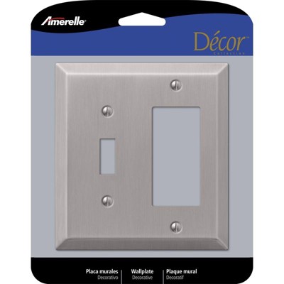 Amerelle Century Brushed Nickel 2 gang Stamped Steel Toggle Wall Plate 1 pk Model #163TRBN