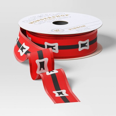 30' Christmas Fabric Ribbon Red Santa Belt - Wondershop™