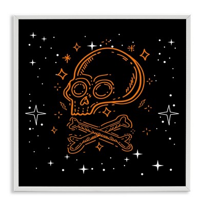 Stupell Industries Skull Crossbones Halloween Stars Framed Giclee Art