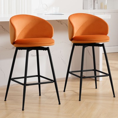 Bekrvio 30" Bar Height Stools - Swivel Velvet Barstools with Back, Modern Upholstered High Chairs for Kitchen Counter, Home Pub