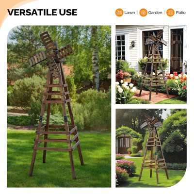 VINGLI Outdoor Yard Windmill, Wooden Wind Spinner for Garden Yard Lawn Patio Decoration, Medium