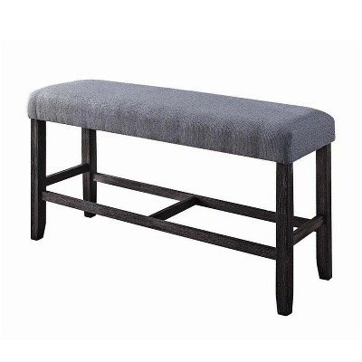 Simple Relax Fabric Counter Height Bench in Grey and Weathered Espresso