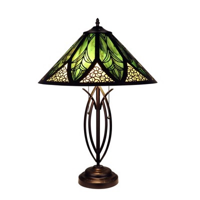 Chloe Lighting CHRT004GB18-TL2 Retro Stained-Glass Brush Retro Table Lamp