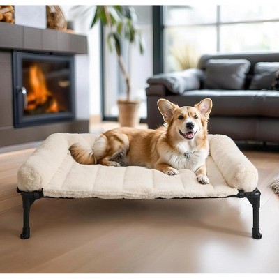 QuestaPack Cooling Elevated Dog Bed + Removable Fluffy Plush Pillow Cushion