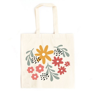 City Creek Prints Daisies And Ruscus Canvas Tote Bag - 15x16 - Natural
