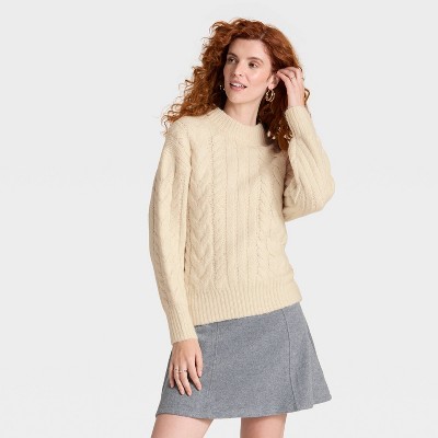 Women's Long Sleeve Cabled Tunic Sweater - A New Day™