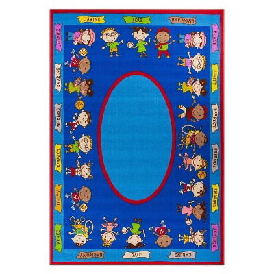 World Rug Gallery Kids Educational Learning Non Slip Area Rug:  Geometric,  Rectangle,  Stain & Fade-Resistant,  Low Pile