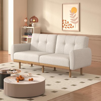 Vipbear Mid Century Modern Loveseat Couch for Living Room Futon Sofa Bed,Convertible Extra Large Size Sleeper Sofa with Adjustable Backrest,Sofa Cama