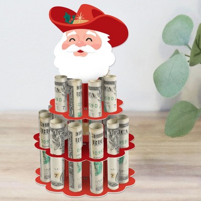 Big Dot of Happiness Christmas Cowboy - DIY Western Santa Party Money Holder Gift - Cash Cake