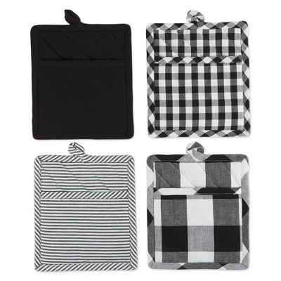 Design Imports Black/White Asst Potholder Set/4