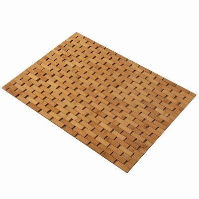 Basicwise Foldable Bamboo Bathroom Mat - Non-Slip Design for Showers, Bathtubs, Spas, and Pools - Providing Comfort, Quick Drying