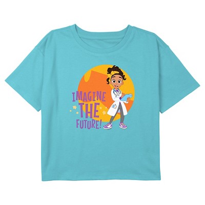 Girl's Blippi Meekah Imagine the Future Graphic Graphic Cropped T-Shirt