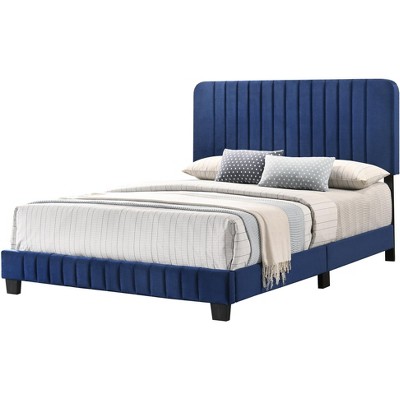 Passion Furniture Lodi Velvet UpholsteChannel Tufted Full Panel Bed