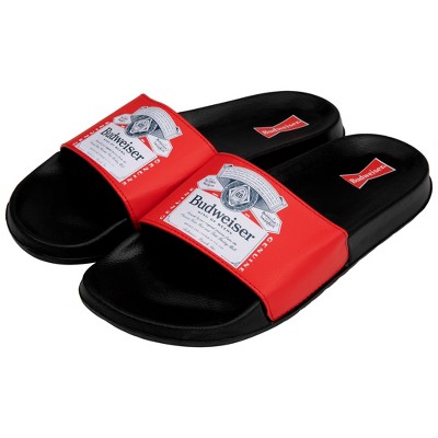 Mens Budweiser Logo Label Soccer Slides Sandals