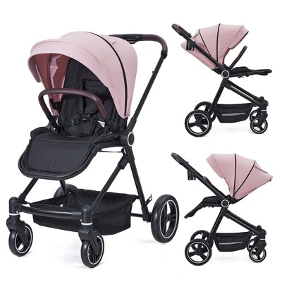 Acekool 2-in-1 Infant Stroller with Reversible Seat, Bassinet, One-Hand Fold, Recliner & Oversized Canopy