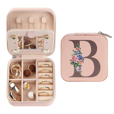 Unique Bargains Portable Mini PU Leather Storage Display Holder Jewelry Box with Mirror for Women