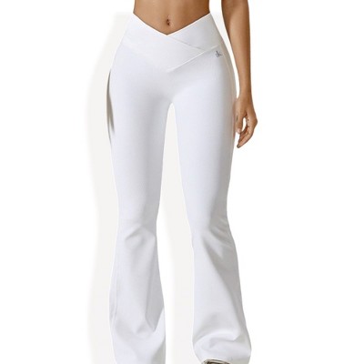 Anna-Kaci Active Women's High-Rise Flared Yoga Pants with Crossover Waist Detail