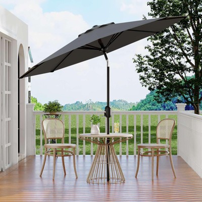 10ft Patio Umbrella, Table Umbrella Outdoor Patio with Crank Lift & Push Button Tilt, 8 Sturdy Ribs for Yard, Deck, Pool