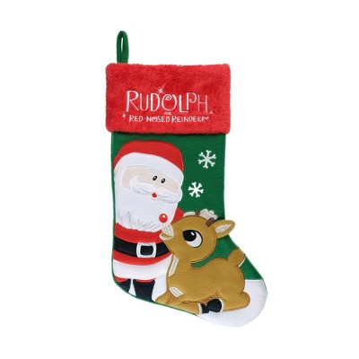 Rudolph the Red Nosed Reindeer Applique Holiday Stocking 20"