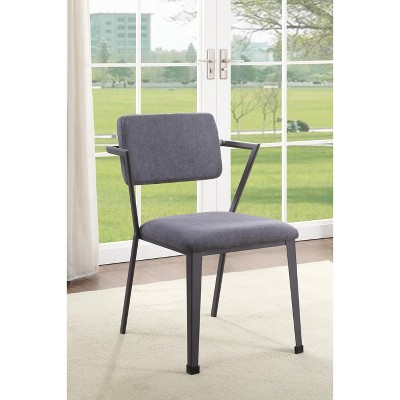 Cargo Gray Fabric & Gunmetal Finish Dining Chair ( Set of 2)