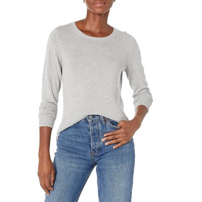Women's Classic Fit Long Sleeve Lightweight Knit Crewneck Sweater Casual Basic Tops