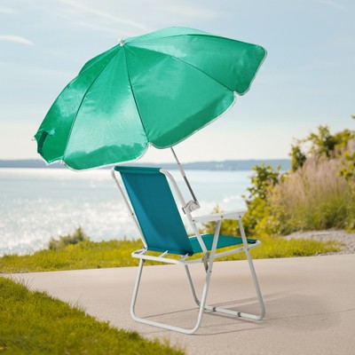 KTMBDW Folding Beach Chair with Umbrella for Adults, Lightweight Porable Camping Chair with 265lbs Capacity for Travel Picnic Concert & Outdoor
