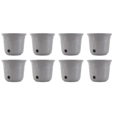 Suncast 300-Foot Durable Heavy Duty 5-Gallon Decorative Garden Hose Pot with Exterior Design for Expandable and Lightweight Hoses, Gray (8 Pack)