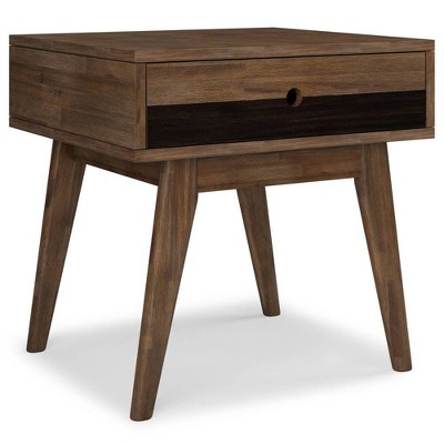 Wright End Table Rustic Natural Aged Brown - WyndenHall: Solid Hardwood, Mid-Century Storage, 1 Drawer