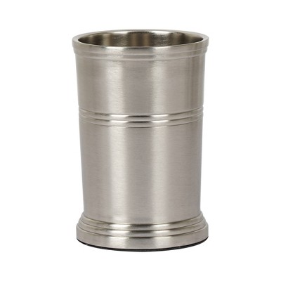 Dual Ridge Metal Toothbrush Holder - Nu Steel: Stainless Steel Bathroom Organizer, Pewter Finish, Easy to Clean