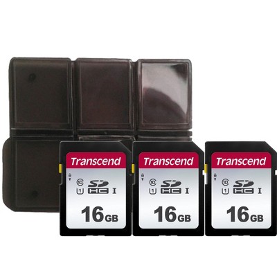 Transcend TS16GSDC300S 16GB UHS-I U1 Memory Card with Memory Card Holder - 3 Units