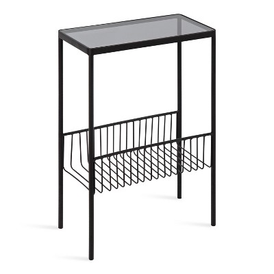 Kate and Laurel Trubey Rectangle Metal Side Table, 15.75x8x24.6, Black