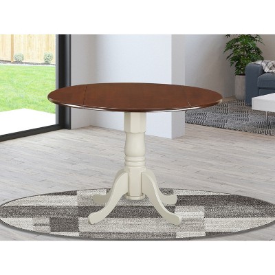 HomeStock Dining Table Made of Rubber Wood with Two 9 Inch Drop Leaves