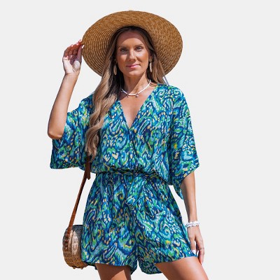 Women's Lace Up Leopard Print Romper - Cupshe