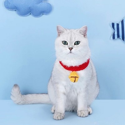 ZEZE Cozy Red Knit Bell Collar-Red