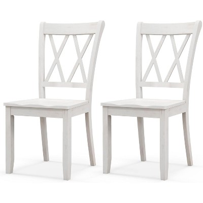 ADILE Set of 2 Dining Chairs, Rubber Wood Dining Room Chair, White