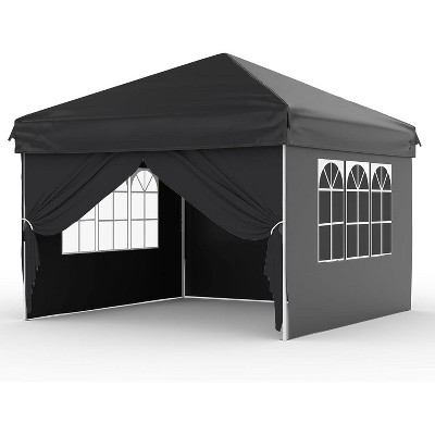 10x10 FT Portable Pop Up Canopy Tent with 4 Removable Waterproof Sidewalls, Easy Setup Outdoor Shelter for Beach, Camping, Backyard