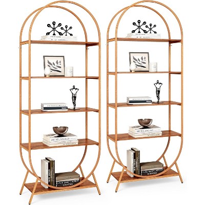 Tribesigns 5-Tier Open Bookshelf, 70.8" Tall Arched Bookcase, Modern Freestanding Display Rack Shelving Unit for Office, Living Room
