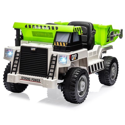 12V Ride on Dump Truck for Kids, with Electric Dump Bed, Remote Control and Extra Shovel, USB, MP3, Music Player